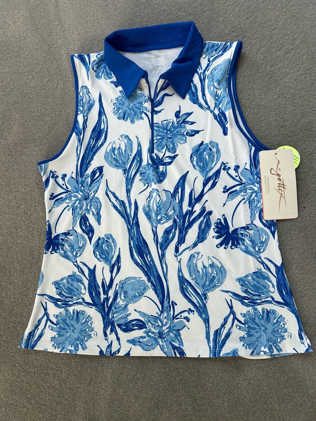 Nwt Ladies Gottex Blue Tulip Golf/Tennis Shirt-Size Extra Large